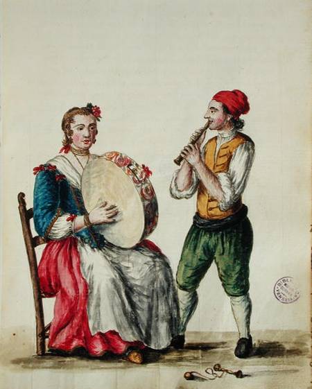 Venetian Musician (pen & ink and w/c on paper) à Jan van Grevenbroeck