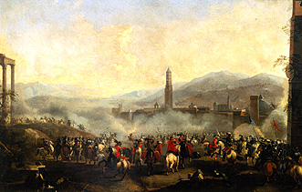 Troupes françaises et espagnoles devant une ville oberitalienischen. à Jan van Huchtenburgh (cercle)