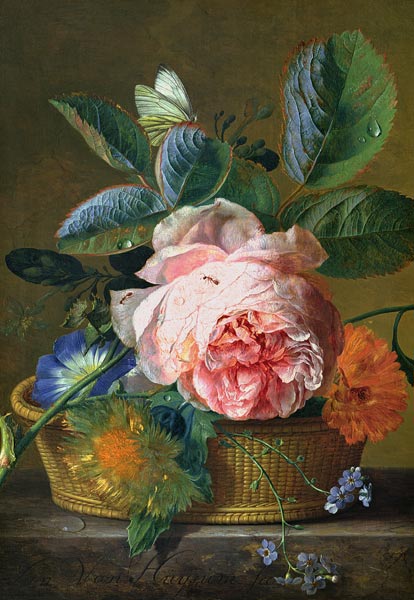 A Basket with Flowers à Jan van Huysum