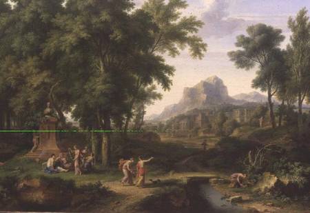 Arcadian Landscape with a Bust of Flora à Jan van Huysum