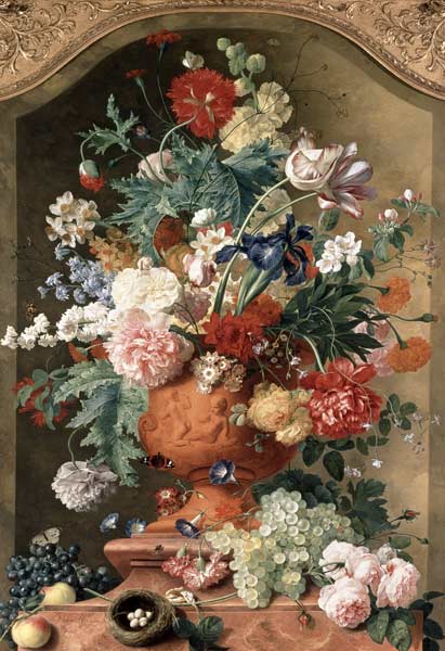 Flowers in a Terracotta Vase à Jan van Huysum