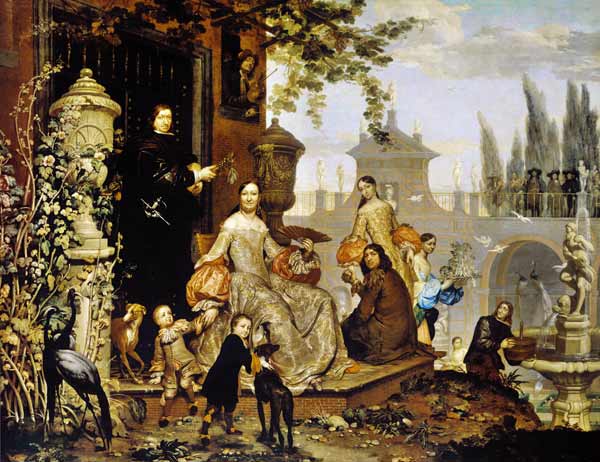 Herrschaftliche famille dans un jardin à Jan van Kessel l'Ancien