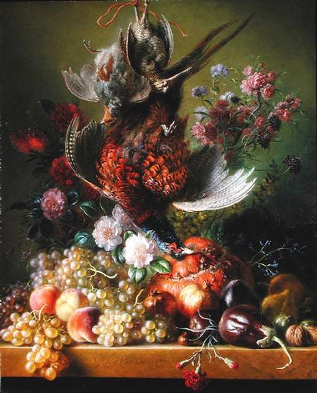 Still Life with pheasant and flowers à Jan van Os