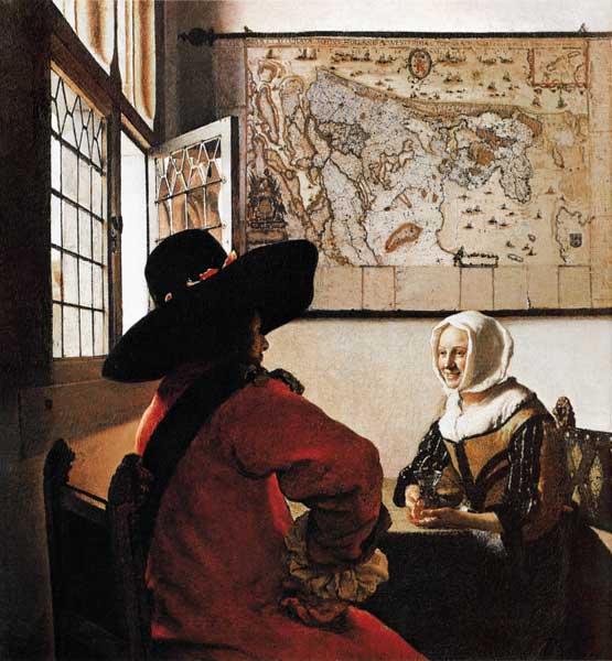 Soldat et fille riant à Johannes ou Jan  Vermeer de Delft