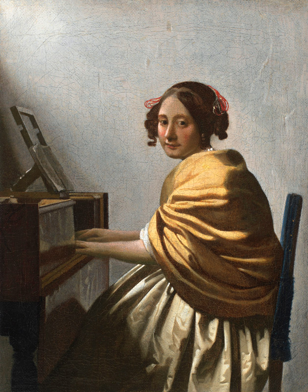 A Young Woman seated at a Virginal à Johannes ou Jan  Vermeer de Delft