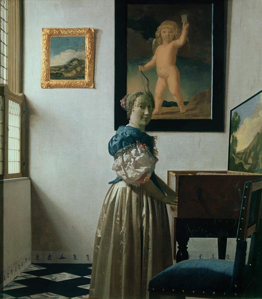 Vermeer/Woman standing a.virginal/c.1672 à Johannes ou Jan  Vermeer de Delft