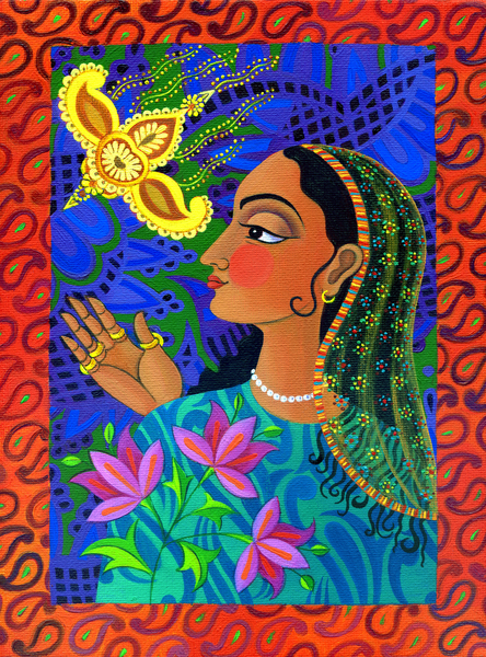 Maharani with yellow bird à Jane Tattersfield