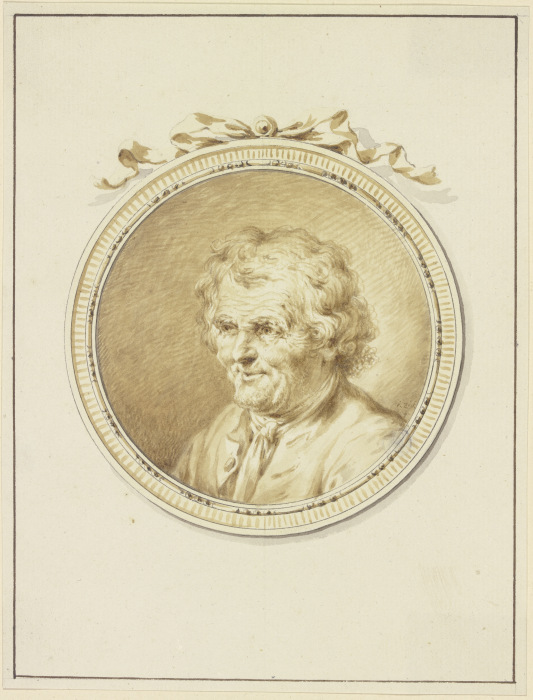 Bildnis eines alten Mannes nach links in einem Medaillon mit Schmuckband à Januarius Zick