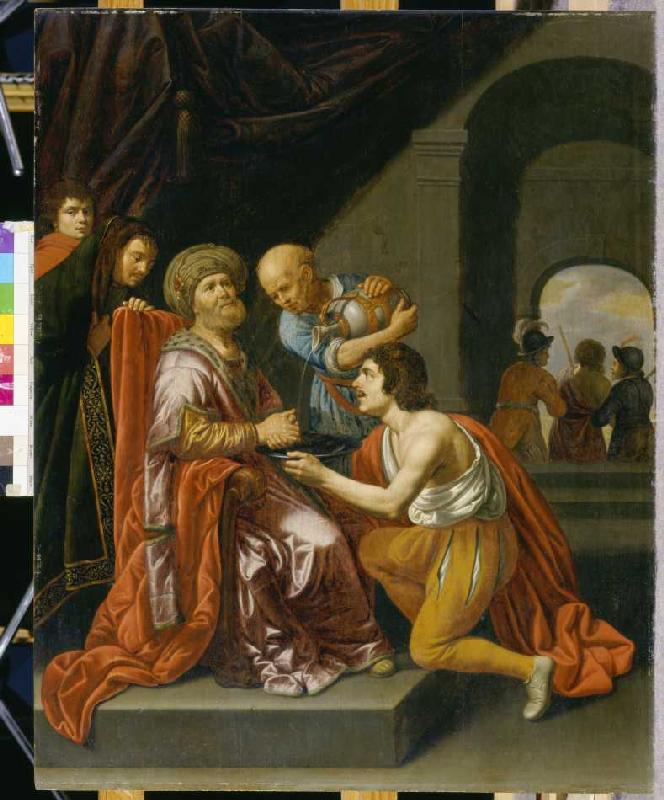 Pilatus wäscht seine Hände in Unschuld.Nach 1640. à Jan van Bijlert