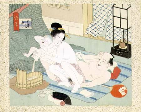 Intimate Domestic Scene (w/c on silk) à École japonaise