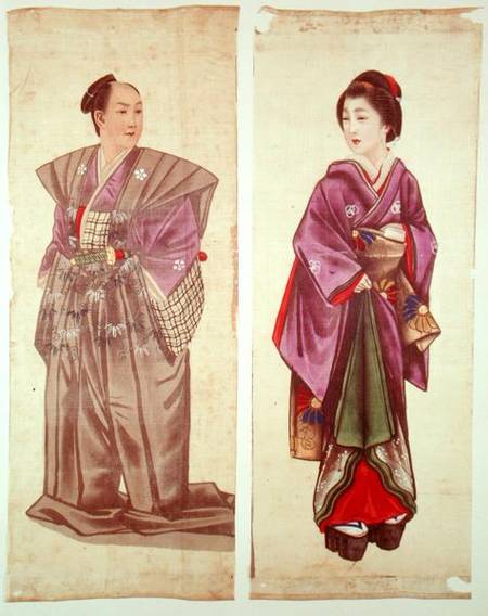 Two Japanese Figures à École japonaise
