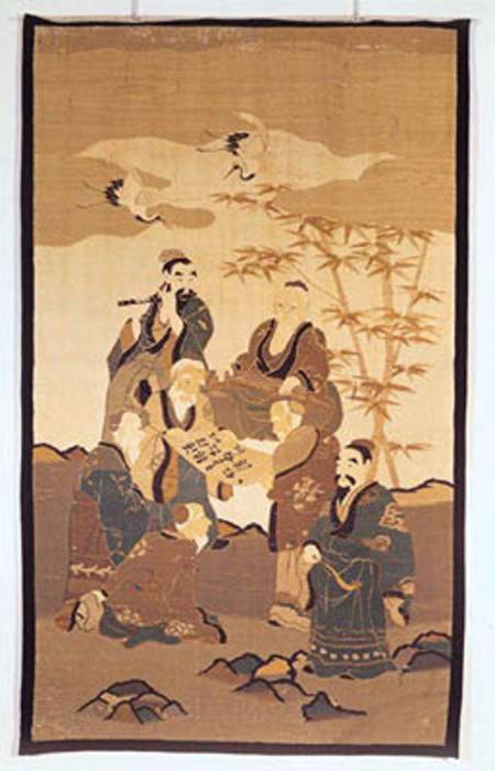 Seven wise men in the bamboo forest à École japonaise
