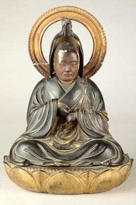 Buddhist abbot (lacquered wood) à École japonaise (19ème siècle)