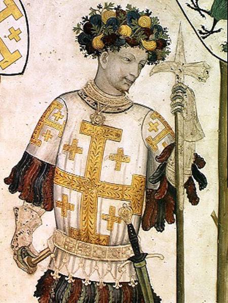The Nine Worthies detail of Godfrey de Bouillon (c.1060-1100) 1418-30 à Jaquerio