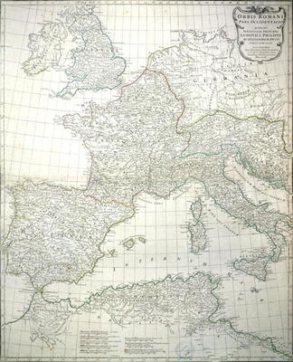 Map of the western part of the Roman Empire, 1763 (coloured engraving) à Jean-Baptiste d'Anville