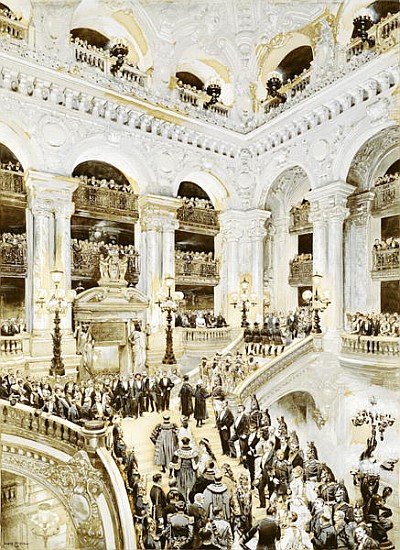 Inauguration of the Paris Opera House, 5th January 1875, 1878 (w/c & white on paper) à Jean-Baptiste Edouard Detaille