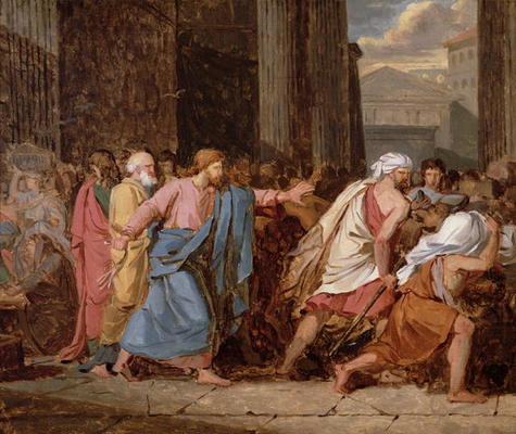 Jesus Driving the Merchants from the Temple (oil on canvas) à Jean-Germain Drouais