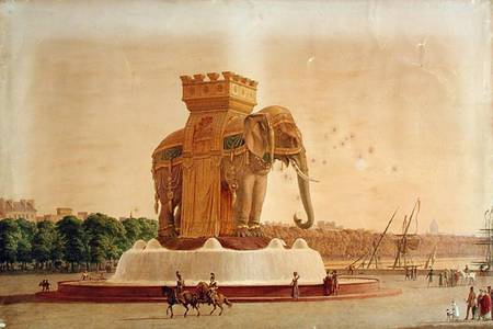 View of the Elephant Fountain at the Place de la Bastille à Jean Antoine Alavoine