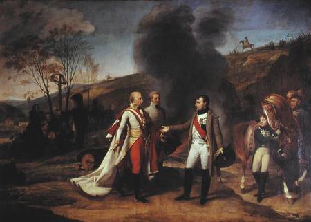 Meeting between Napoleon I (1769-1821) and Francis I (1768-1835) after the Battle of Austerlitz à Jean-Antoine Gros
