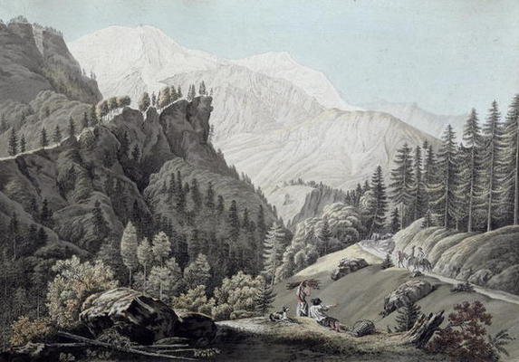 View of the Chamonix Valley, 1789 (coloured engraving) à Jean Antoine Linck