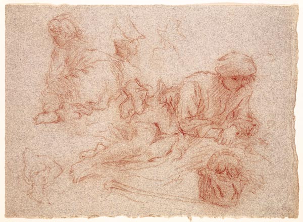 Study of a reclining man à Jean Antoine Watteau