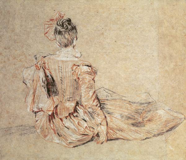Study of a woman seen from the back, 1716-18 à Jean Antoine Watteau