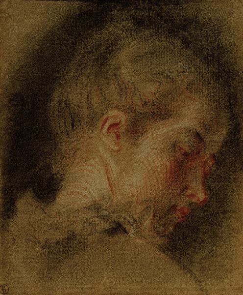 A.Watteau, Kopf einer jungen Frau à Jean-Antoine Watteau