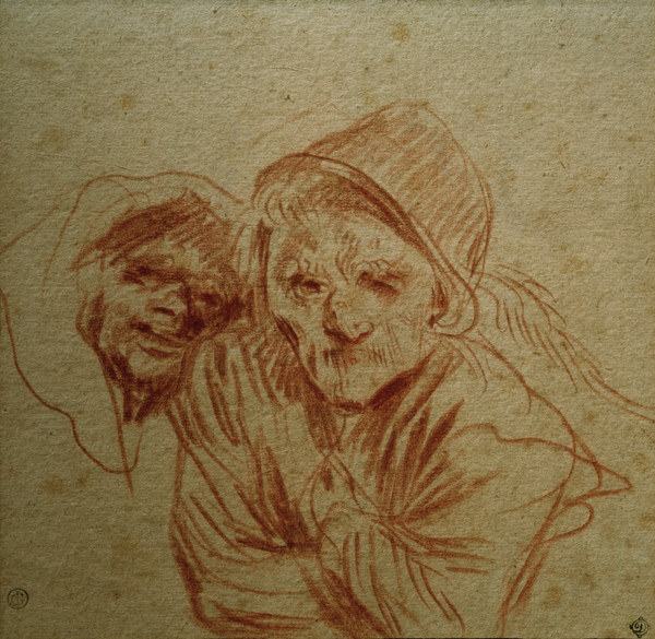 A.Watteau, Zwei grimassierende Alte à Jean-Antoine Watteau