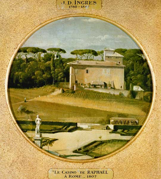 ''Casino of Raphael'' in the gardens of the Villa Borghese, Rome à Jean Auguste Dominique Ingres