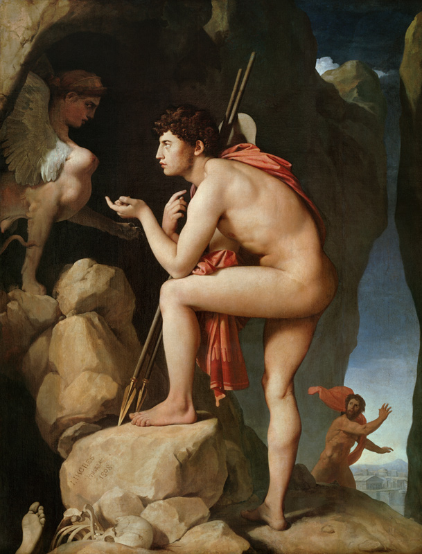 Le Oedipus résout le mystère le sphinx. à Jean Auguste Dominique Ingres