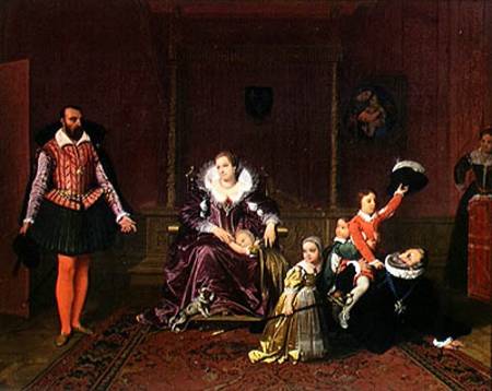 Henri IV (1553-1610) King of France and Navarre Playing with his Children as the Ambassador of Spain à Jean Auguste Dominique Ingres