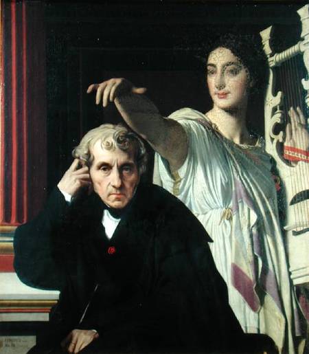 Portrait of the Italian Composer Cherubini (1760-1842) and the Muse of Lyrical Poetry à Jean Auguste Dominique Ingres