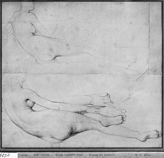 Studies for The Grande Odalisque (see also 233243) à Jean Auguste Dominique Ingres