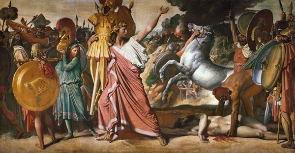 Romulus, le gagnant d'Acron, rapporte son bétail dans le temple de Zeus