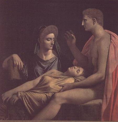 Virgil 70-19 BC) Reading the 'Aeneid' to Livia, Octavia and Augustus à Jean Auguste Dominique Ingres