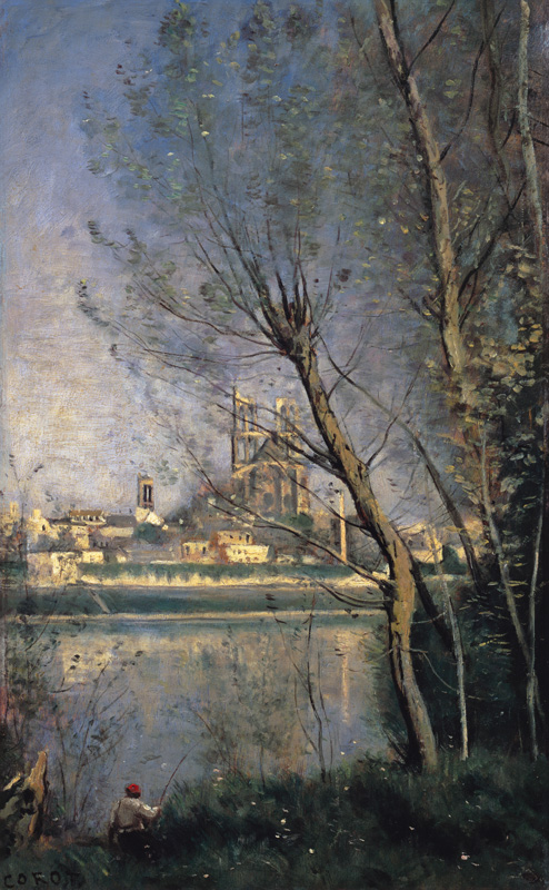 C.Corot, Cathedral in Mantes / painting à Jean-Baptiste-Camille Corot