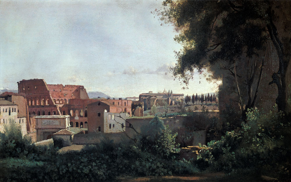 Colosseum from Farnesian Gardens / 1826 à Jean-Baptiste-Camille Corot