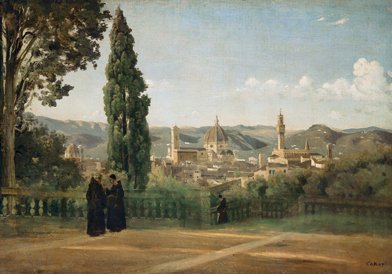Florence, vue sur le jardin Boboli à Jean-Baptiste-Camille Corot