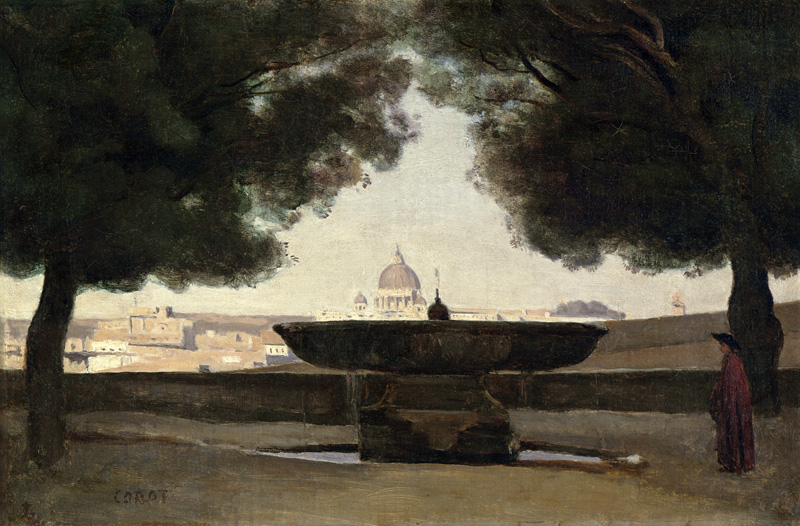 The Fountain of the French Academy in Rome à Jean-Baptiste-Camille Corot