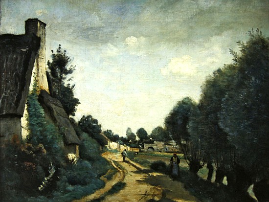 A Road Near Arras, or Cottages, c.1842 à Jean-Baptiste-Camille Corot