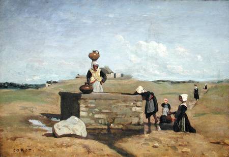 Breton Women at the Well near Batz à Jean-Baptiste-Camille Corot