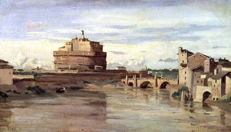 Castel Sant' Angelo and the River Tiber, Rome à Jean-Baptiste-Camille Corot