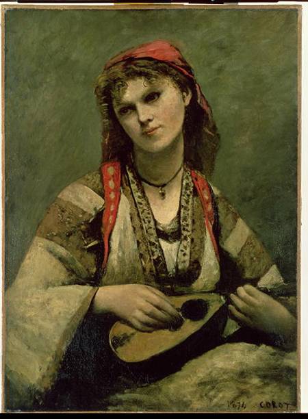 Christine Nilson (1843-1921) or The Bohemian with a Mandolin à Jean-Baptiste-Camille Corot