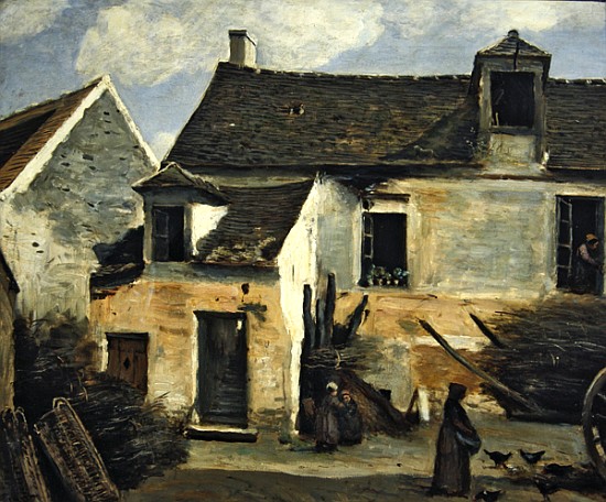 Courtyard of a bakery near Paris, or Courtyard of a House near Paris, c.1865-70 à Jean-Baptiste-Camille Corot