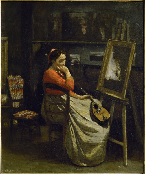 Woman with Mandolin in Studio à Jean-Baptiste-Camille Corot