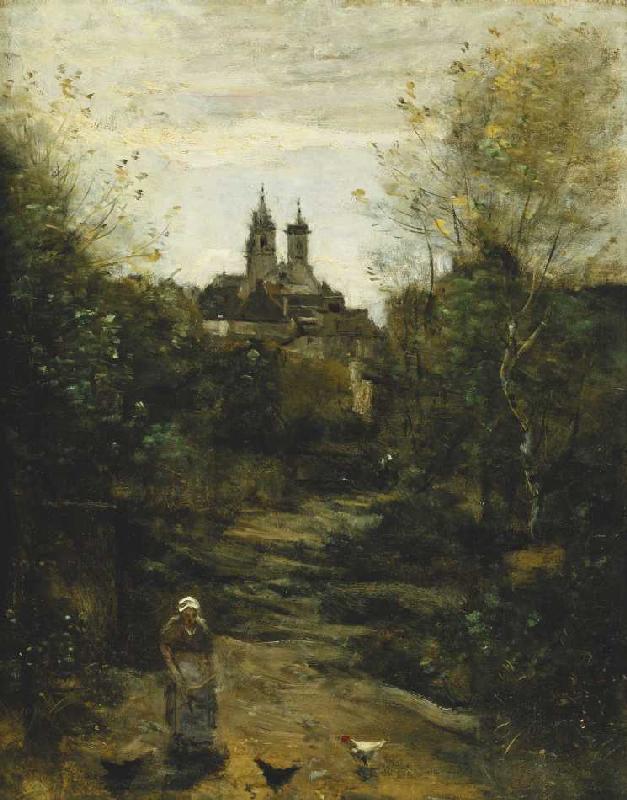 Der Weg zur Kirche in Semur à Jean-Baptiste-Camille Corot