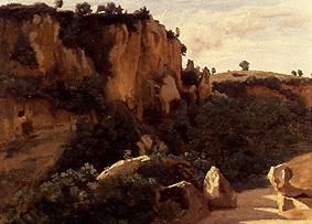 rocheuxs vallée de forêt à Cività Castellana. à Jean-Baptiste-Camille Corot