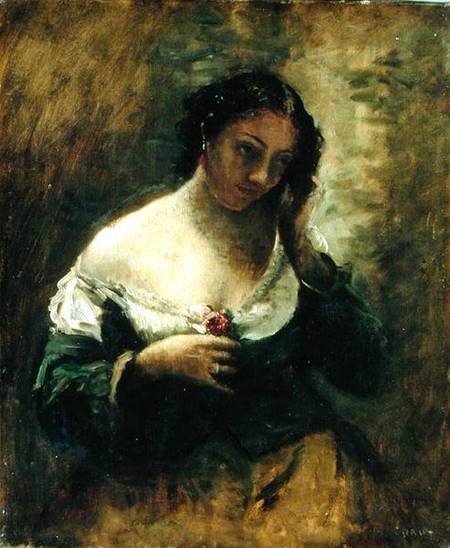 The Girl With The Rose à Jean-Baptiste-Camille Corot
