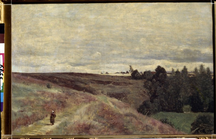 Heather covered hills near Vimoutier à Jean-Baptiste-Camille Corot