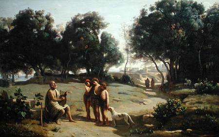 Homer and the Shepherds in a Landscape à Jean-Baptiste-Camille Corot